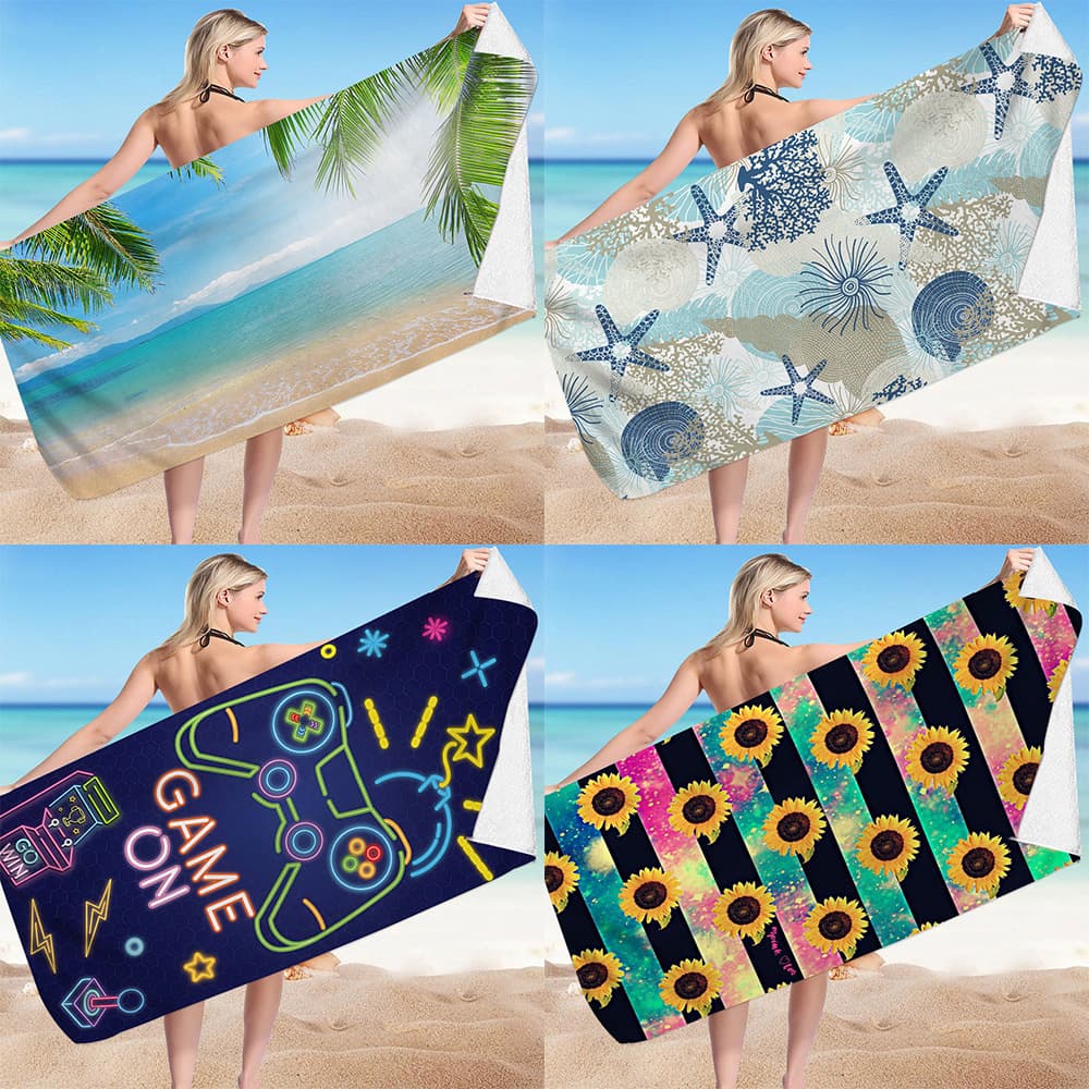 Beach Towel Amazon Cross-Border Bestseller Art Print Pattern Microfiber Seaside Beach Bath Towel Ocean
