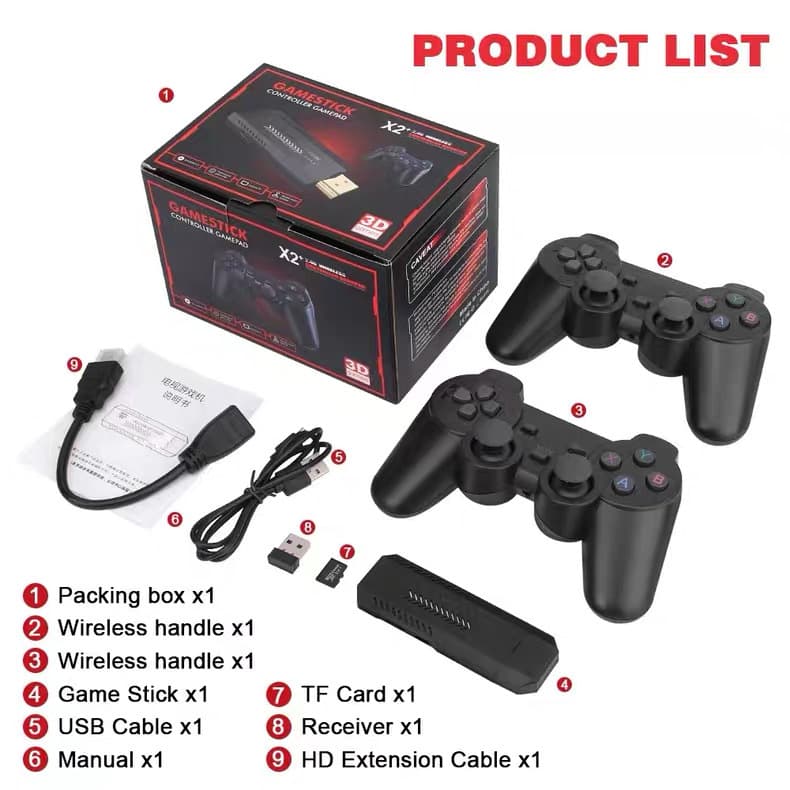 Cross-border x2 Game Console Wireless Bluetooth TV Arcade Games Home Dual Player Retro Console Large Screen Racing