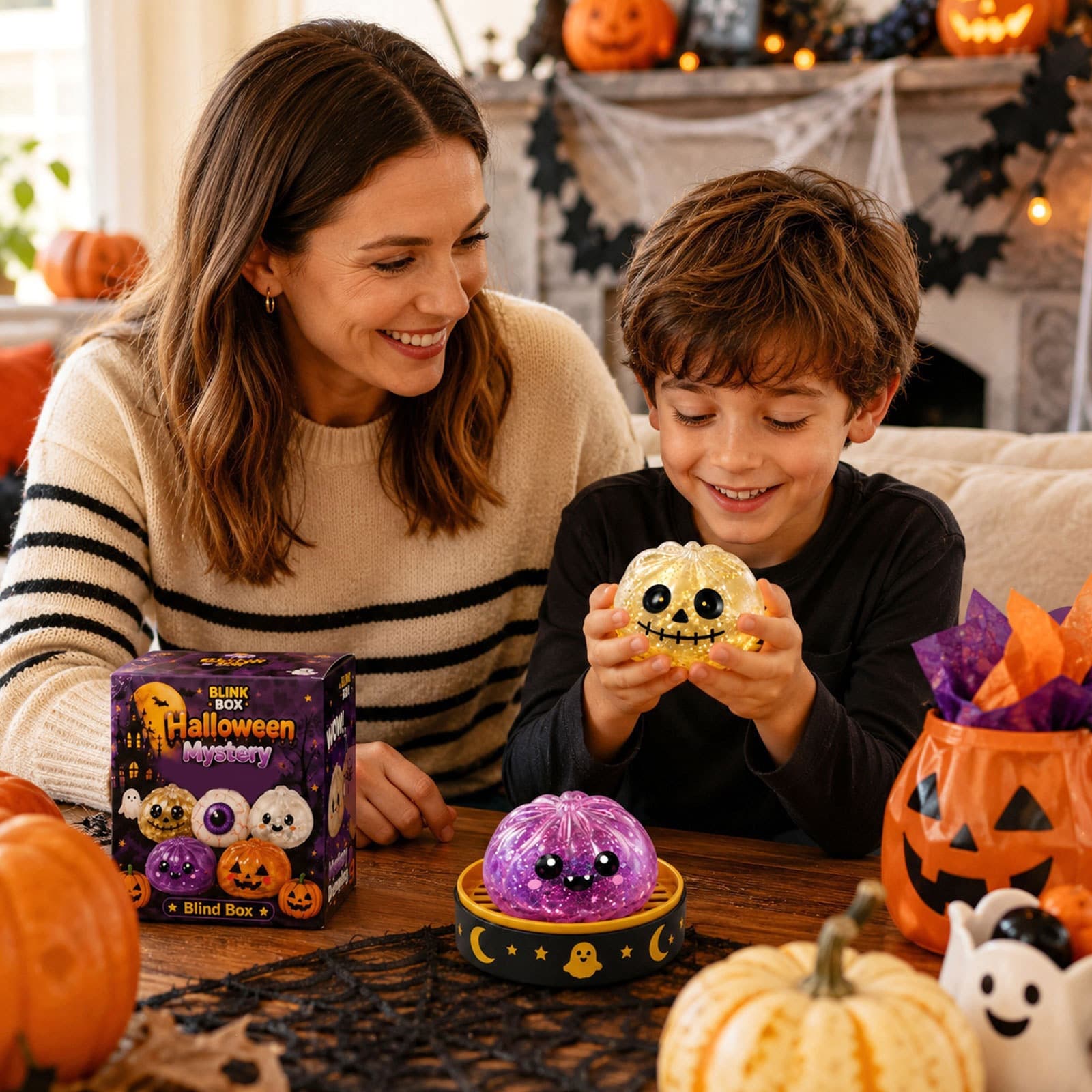 Halloween Ghost Squeeze Toy Cross-border Maltose Squeeze Stress Relief Toy Stock Grab Stress Relief Gift Box Set