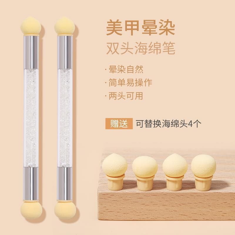 2023 Trending Nail Gradient Blending Dual-Ended Sponge Stippling Brush Nail Art Salon Tool