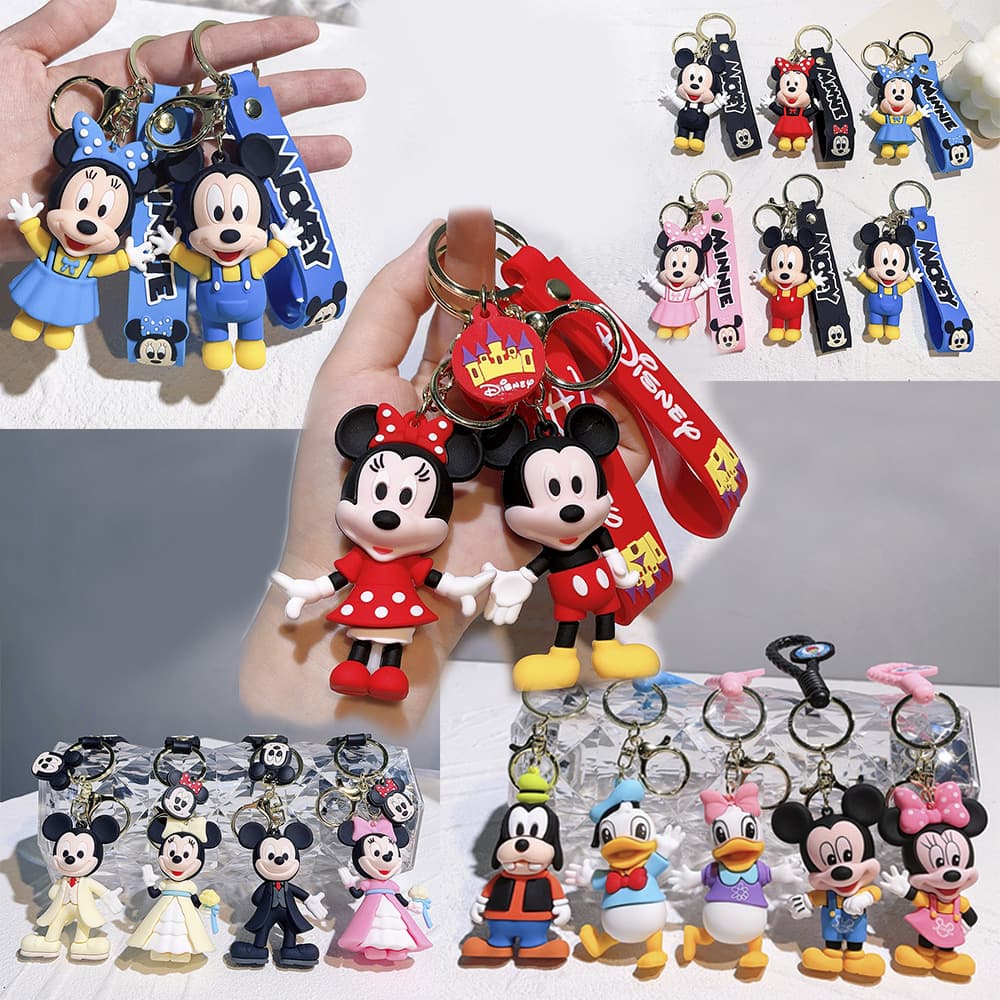 Cute cartoon keychain Mickey and Minnie silicone keychain bag charm keychain small gift doll machine batch