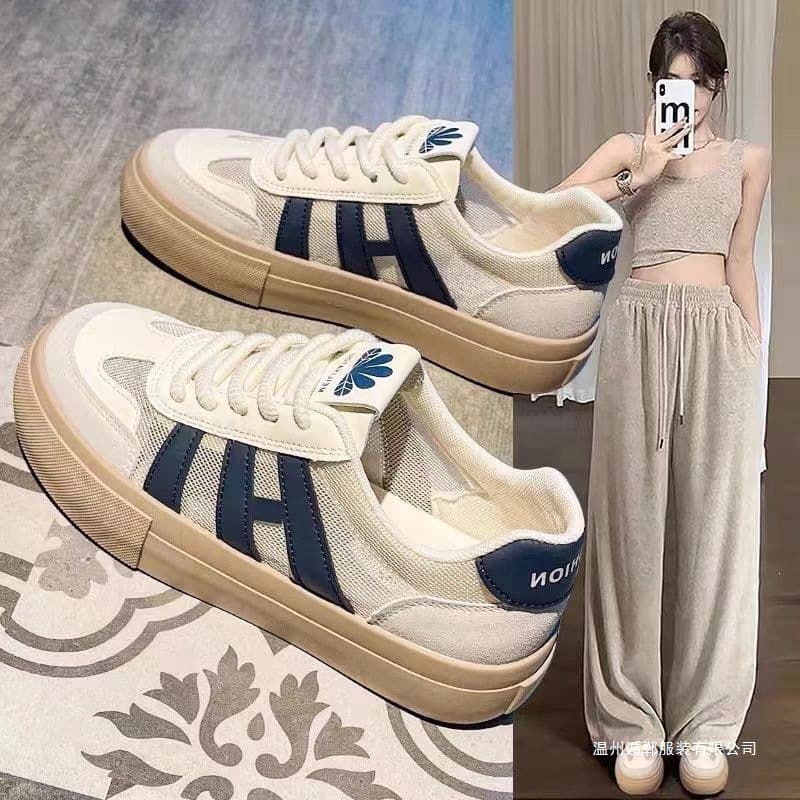 Thick Sole Agate Shoes Women 2026 New Summer Casual Breathable Mesh White Sneakers Student Board Shoes