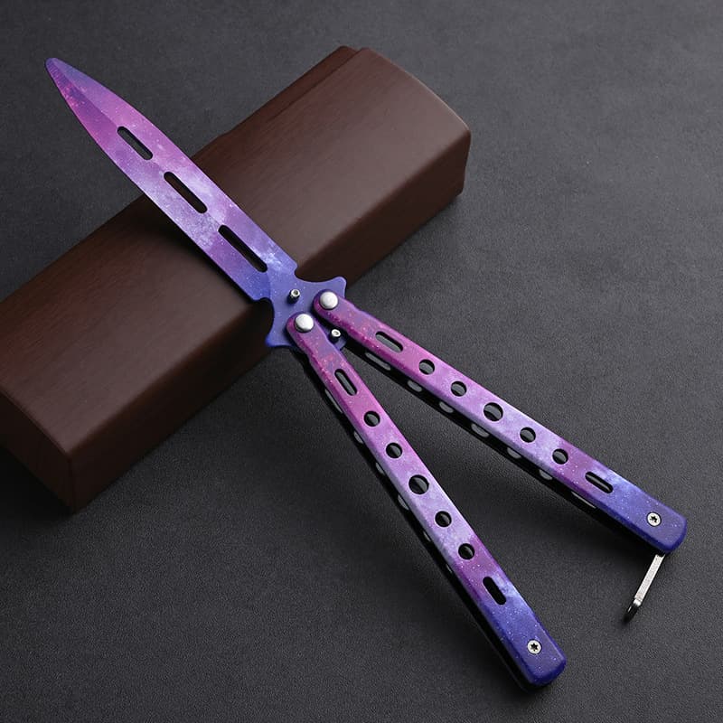 Beginner Butterfly Knife CSGO Unsharpened Stainless Steel Folding Knife Toy Self-Defense Practice Full Steel Trick Training Knife
