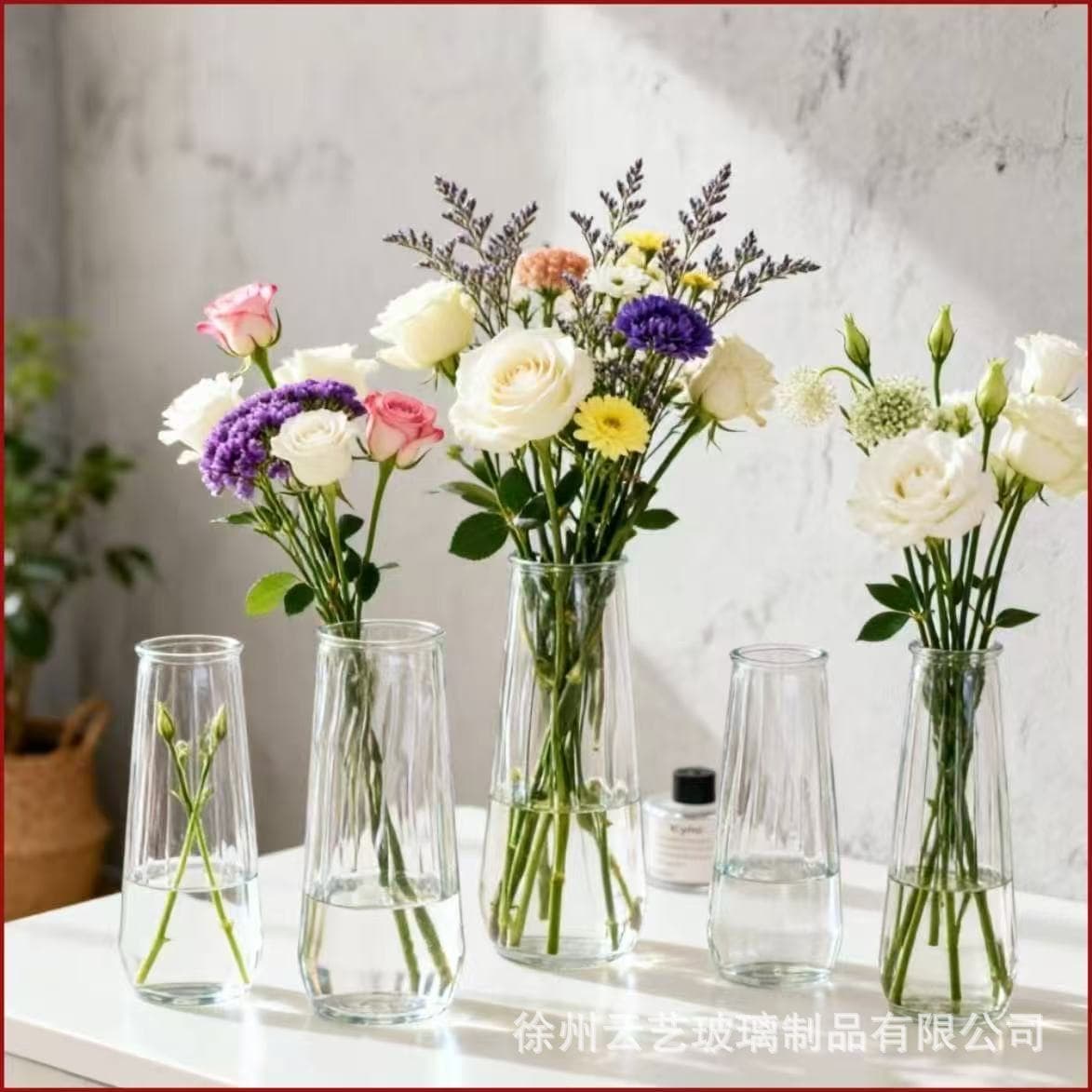ins style glass vase transparent simple living room hydroponic green plants rich bamboo decorative ornaments flower arrangement utensils