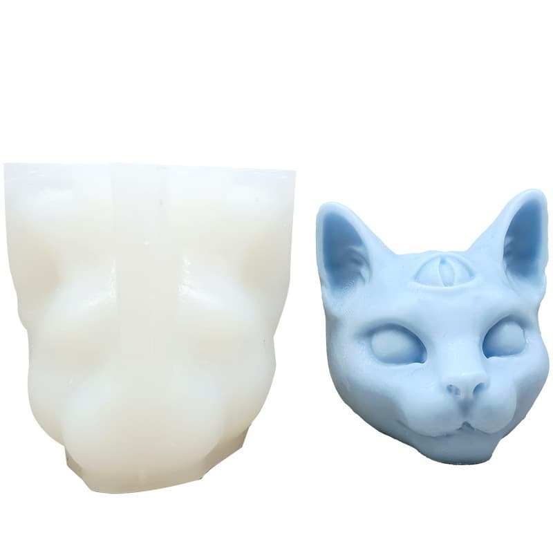Three-Eyed Cat Aromatherapy Candle Silicone Mold DIY Handmade Soap Plaster Craft Resin Ornament Mold