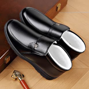 2025 Winter Warm Fleece-lined Slip-resistant Men's Casual High-top Cotton Shoes Elderly Men's Cotton Shoes Leather Men's Cotton Shoes
