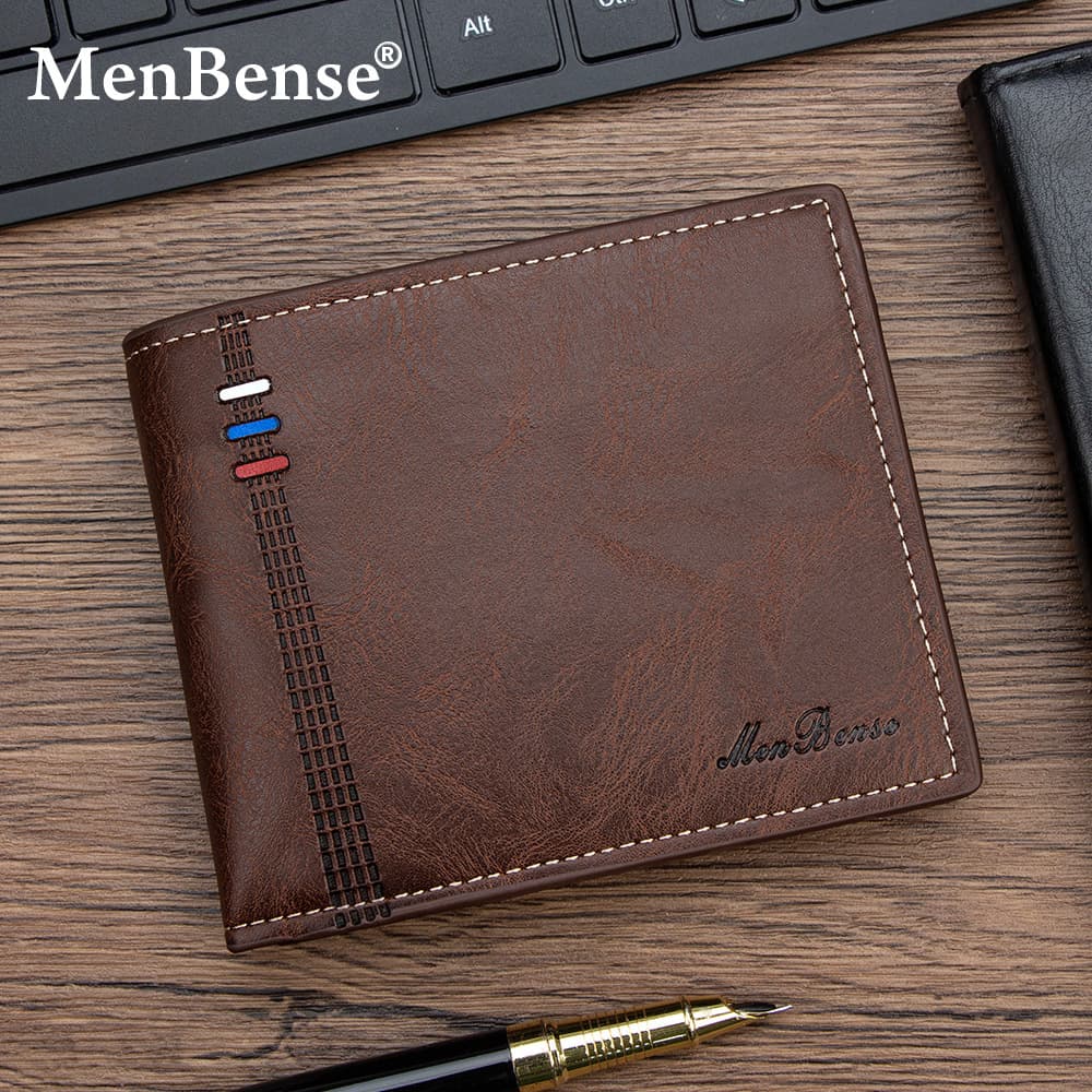 Cross-border new men's short wallet large capacity three-fold multi-card slot wallet multi-function hinge broken silver bag bag