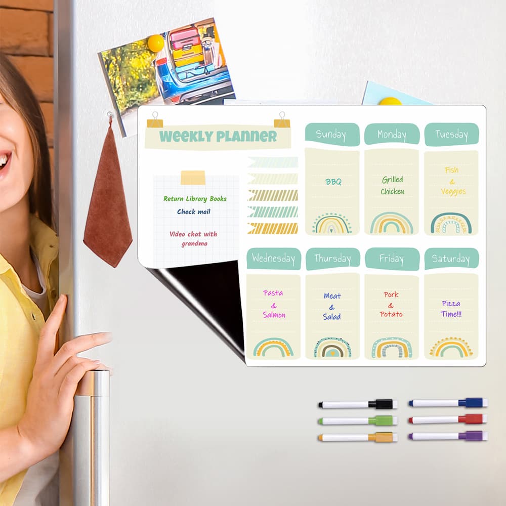 CT817 Cross-border Magnetic Weekly Plan Soft Magnetic Pen Erasable Message Board Writing Board Monthly Plan Magnetic Noteboard