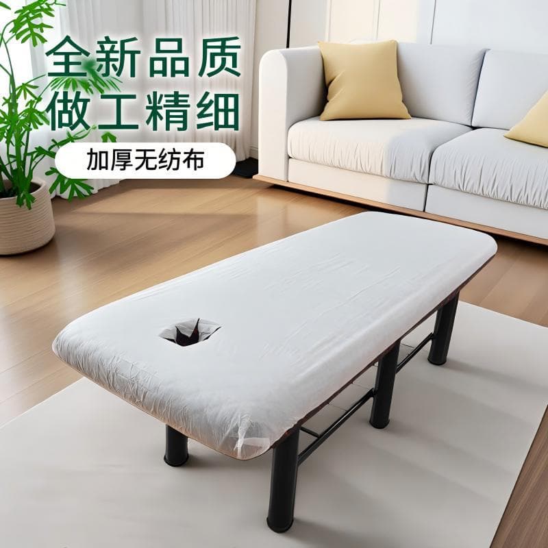 White disposable bed sheet bedspread non-woven dustproof with hole beauty salon fitted sheet massage bed with elastic therapy bed