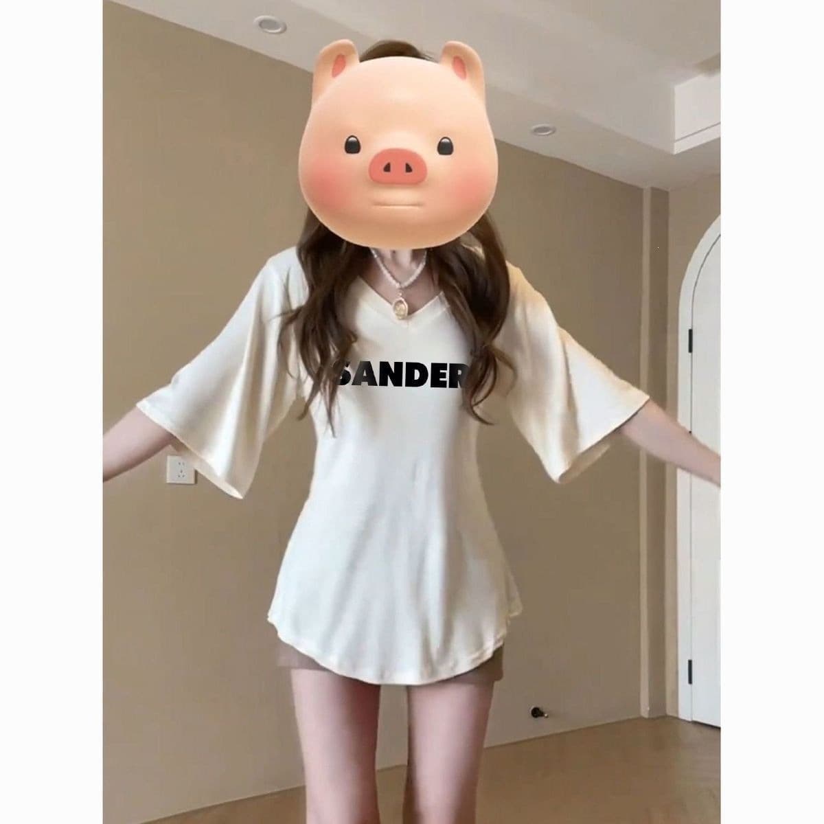 Casual Relaxed Fit Top, Three-Quarter Sleeve T-Shirt for Women, New Summer Style, Slimming and Waist-Cinching, Solid Color, High-Quality Short Sleeve
