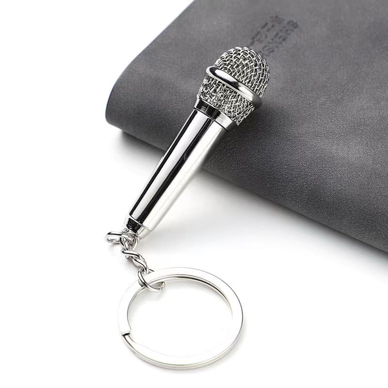 Simulated Metal Microphone Keychain Pendant Creative Craft Microphone Souvenir Mini Microphone Wholesale