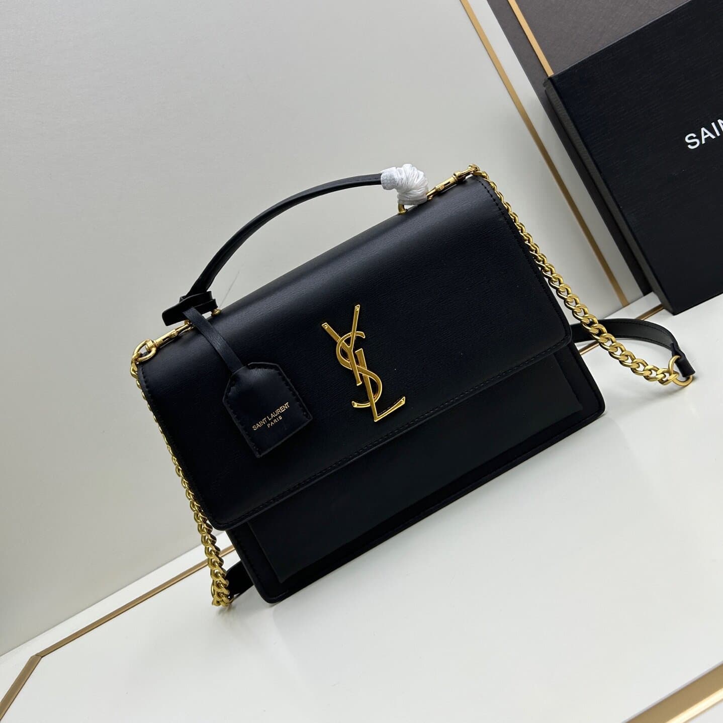 Y Family Genuine Leather YSL-Style Bag for Women 2026 New Summer Fashion Premium Chain Shoulder Crossbody Bag