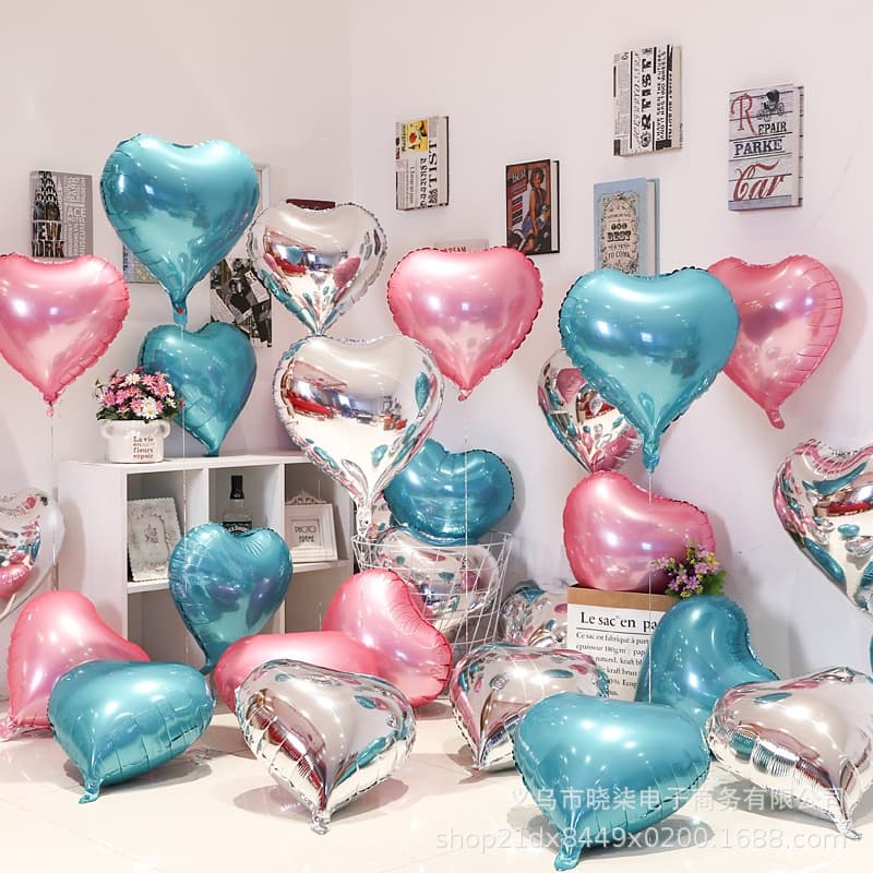 18 Inch Heart Aluminum Film Balloons Birthday Party Wedding Heart Shaped Foil Balloons Wedding Room Decoration Balloons Decor Drop Shipping