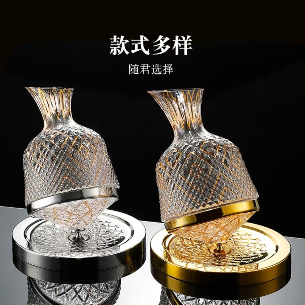 Tumbler wine decanter set with premium rocking aerator, rotating wine pourer for home use