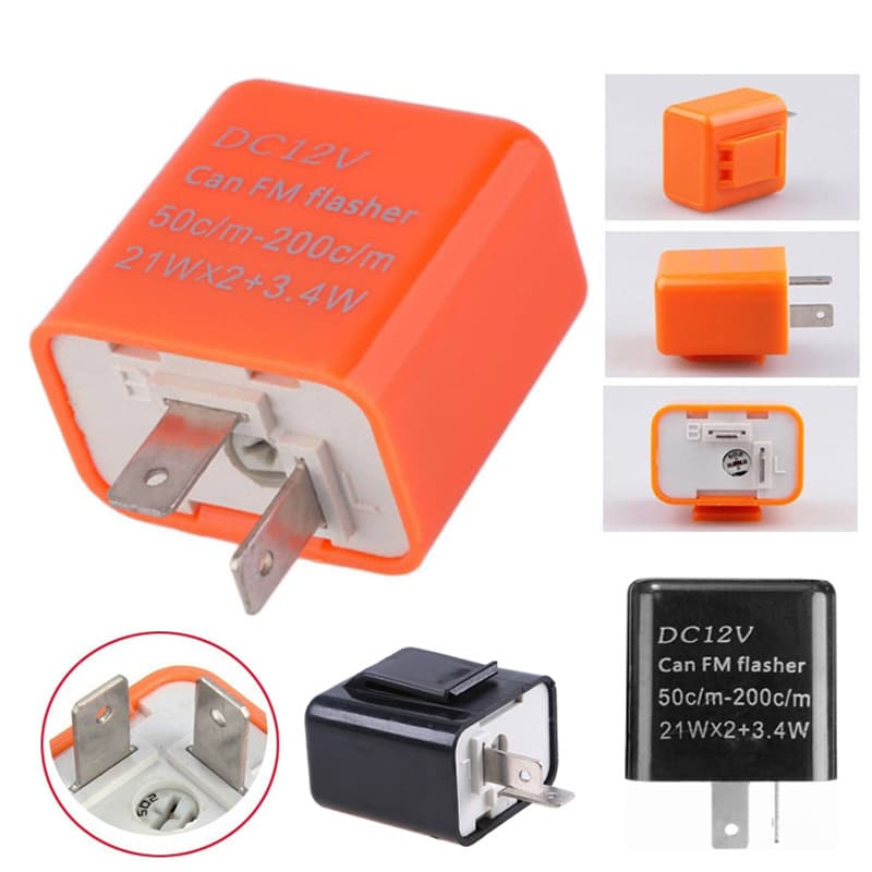 Motorcycle CAN FM FLASHER Turn Signal 2P Flasher DC12V Orange LED Adjustable Flasher Accessories