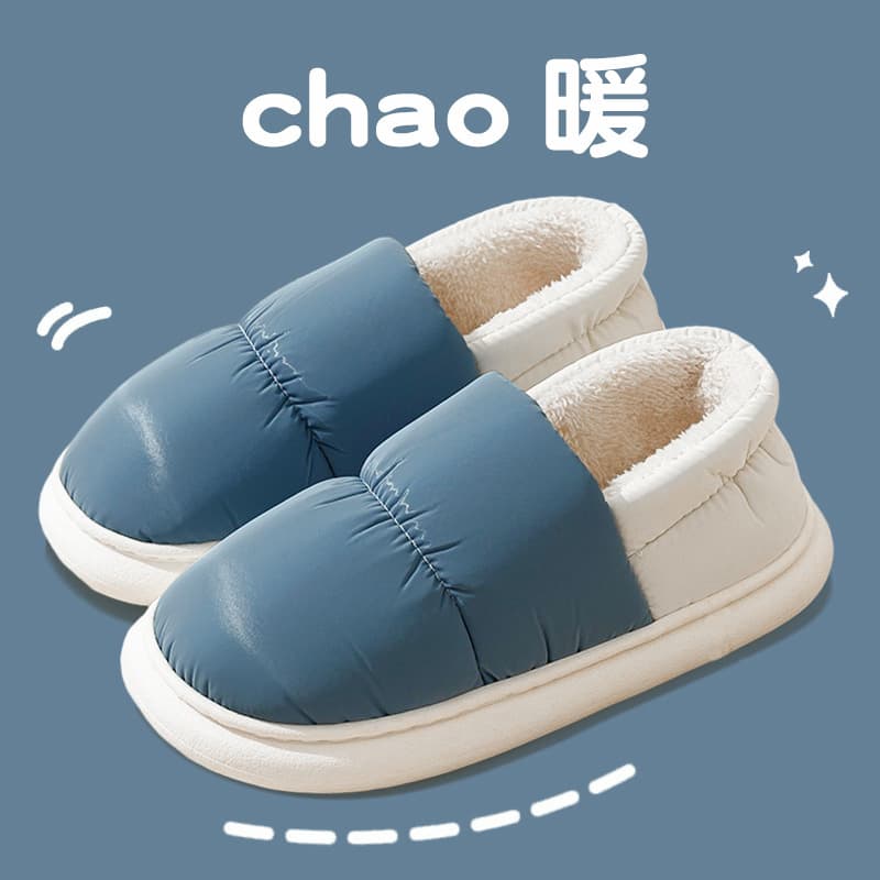 Women's Winter Fleece-Lined Slippers, Anti-Slip, Warm Indoor Home Couple Slippers, Men's Cotton Slippers with Heel Cover