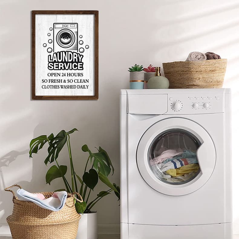 Laundry room photo frame hanging painting wall decoration hanging Amazon European and American home cross-border wall decoration solid wood frame painting wall hanging