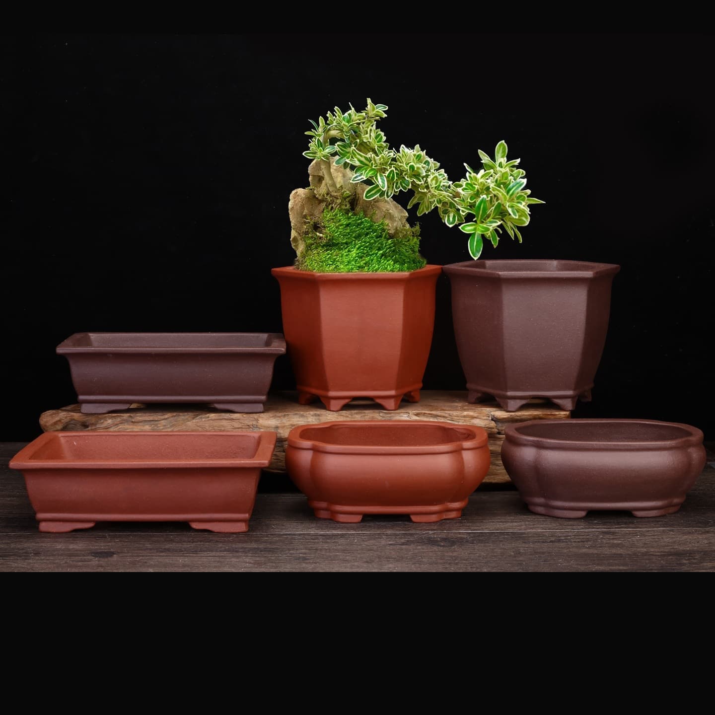 Ceramic Handmade Purple Clay Flower Pot Creative Succulent Rectangular Pot Office Desktop Balcony Bonsai Pot Large Potted Plant