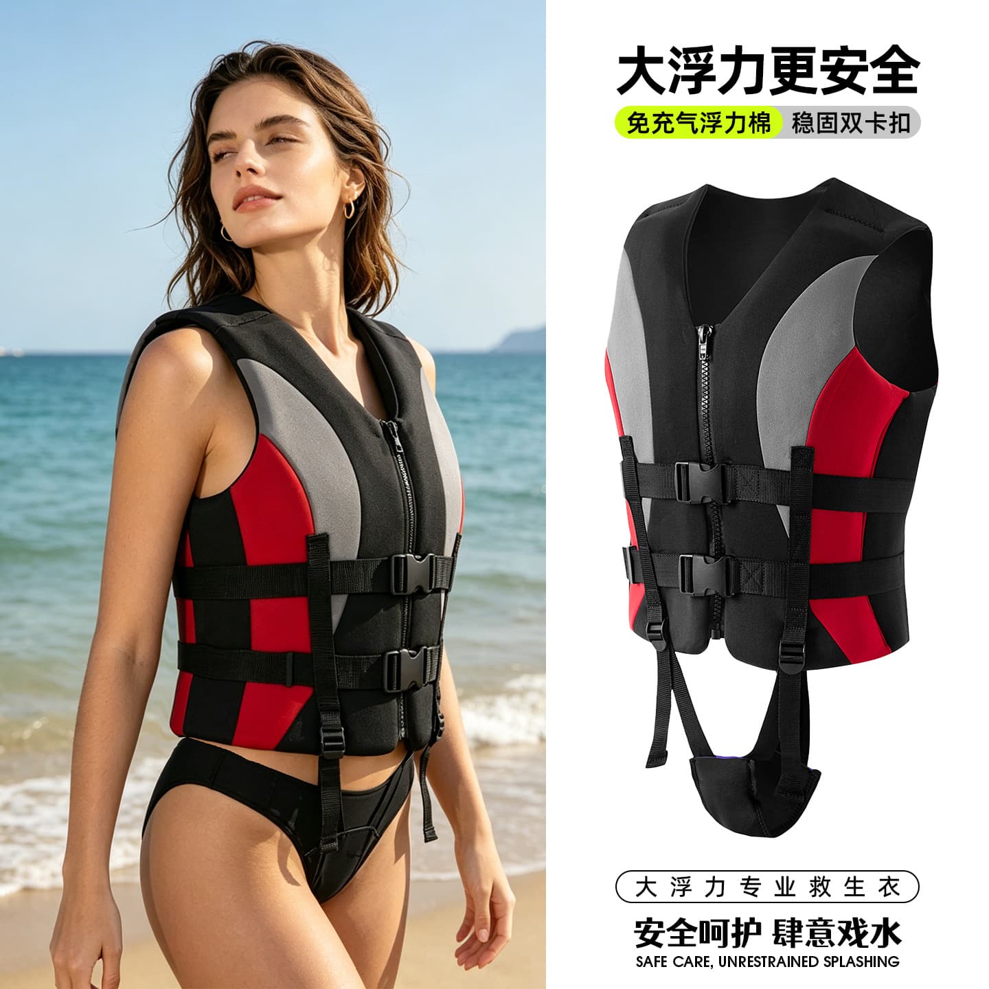 Professional Life Jacket Adult Marine Vest Fishing Swimming Rescue Inflatable Surfing High Buoyancy Survival Suit