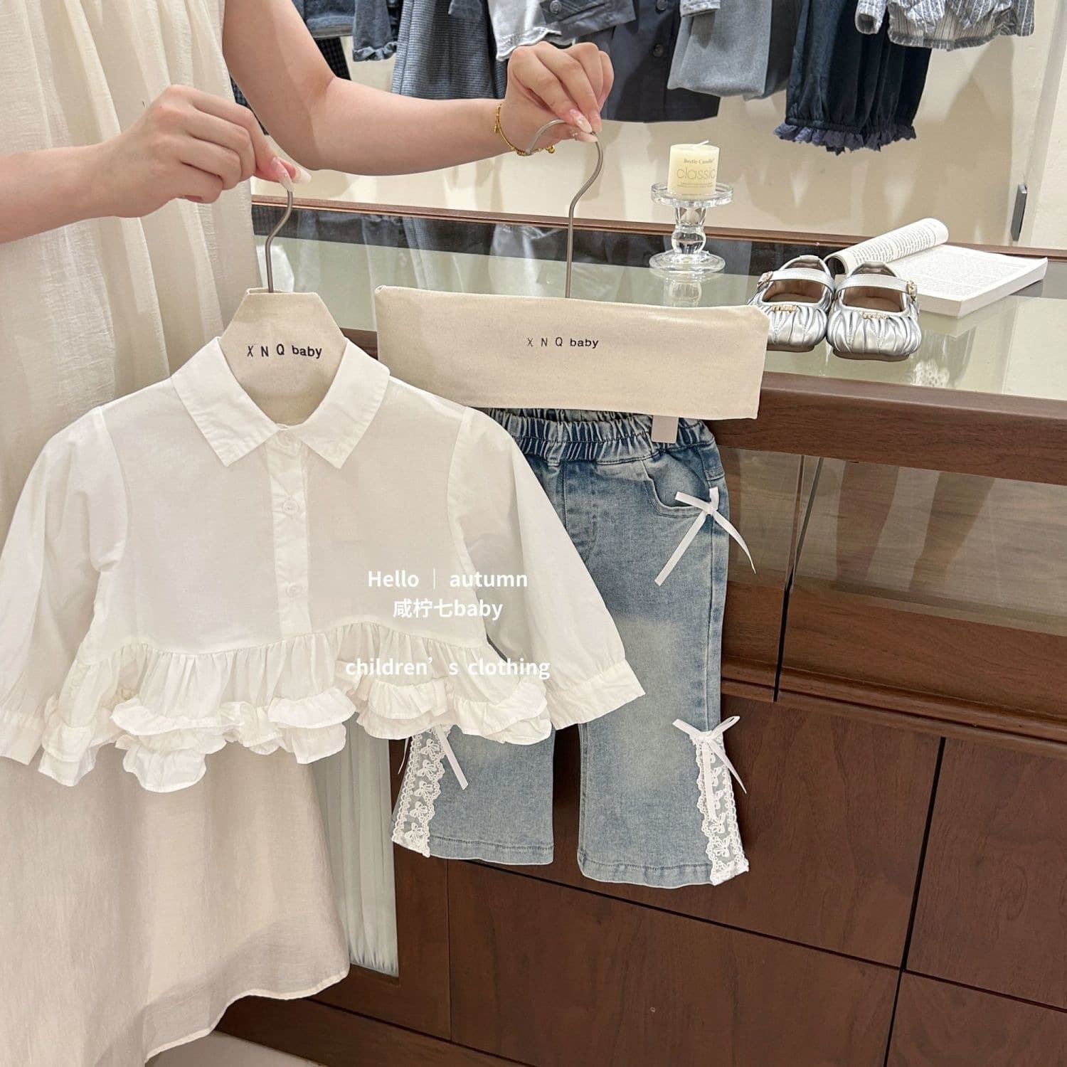 Children's Clothes Girls' Shirts 2026 Spring and Autumn Korean Style Autumn Babydoll Shirt Baby Girl Long Sleeve Top Girls Jeans Suit