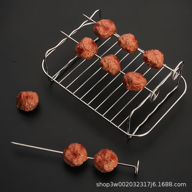 Air Fryer Accessory Set Rectangular Barbecue Rack Baking Pizza Tray Mold Stainless Steel Cake Tool Suitable For Kitchen Use