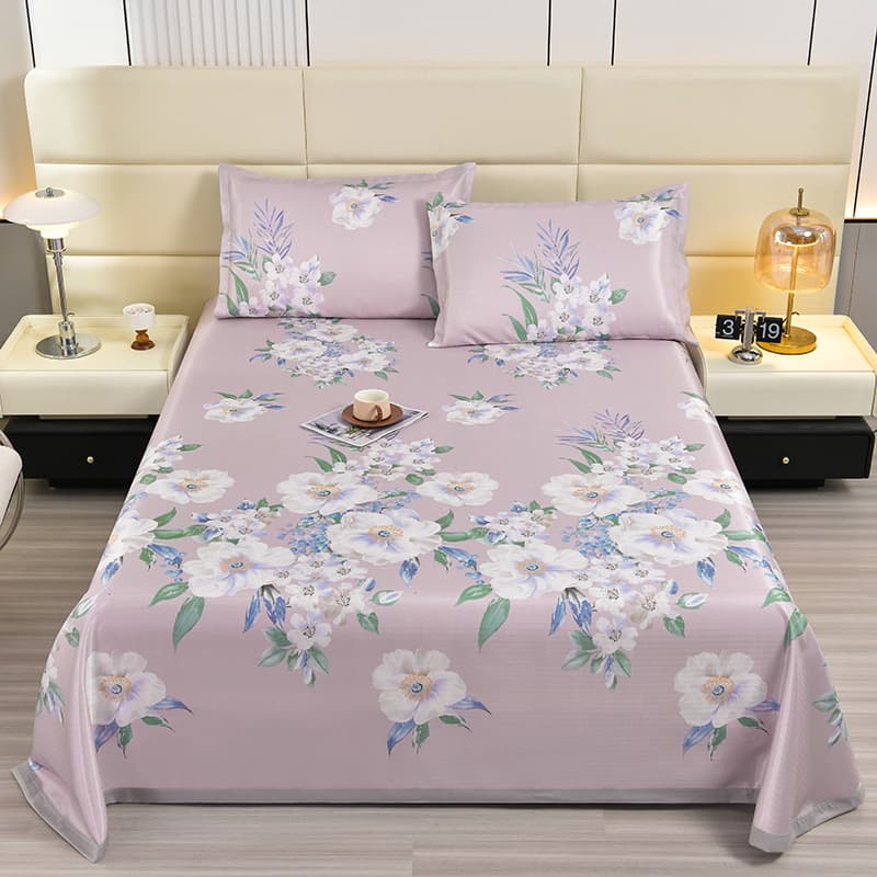 Summer Ice Silk Cooling Mat Three-Piece Set: Cool-feel ice silk sheet, air-conditioning mat, soft mat, washable single/two-piece set, high-end mat.