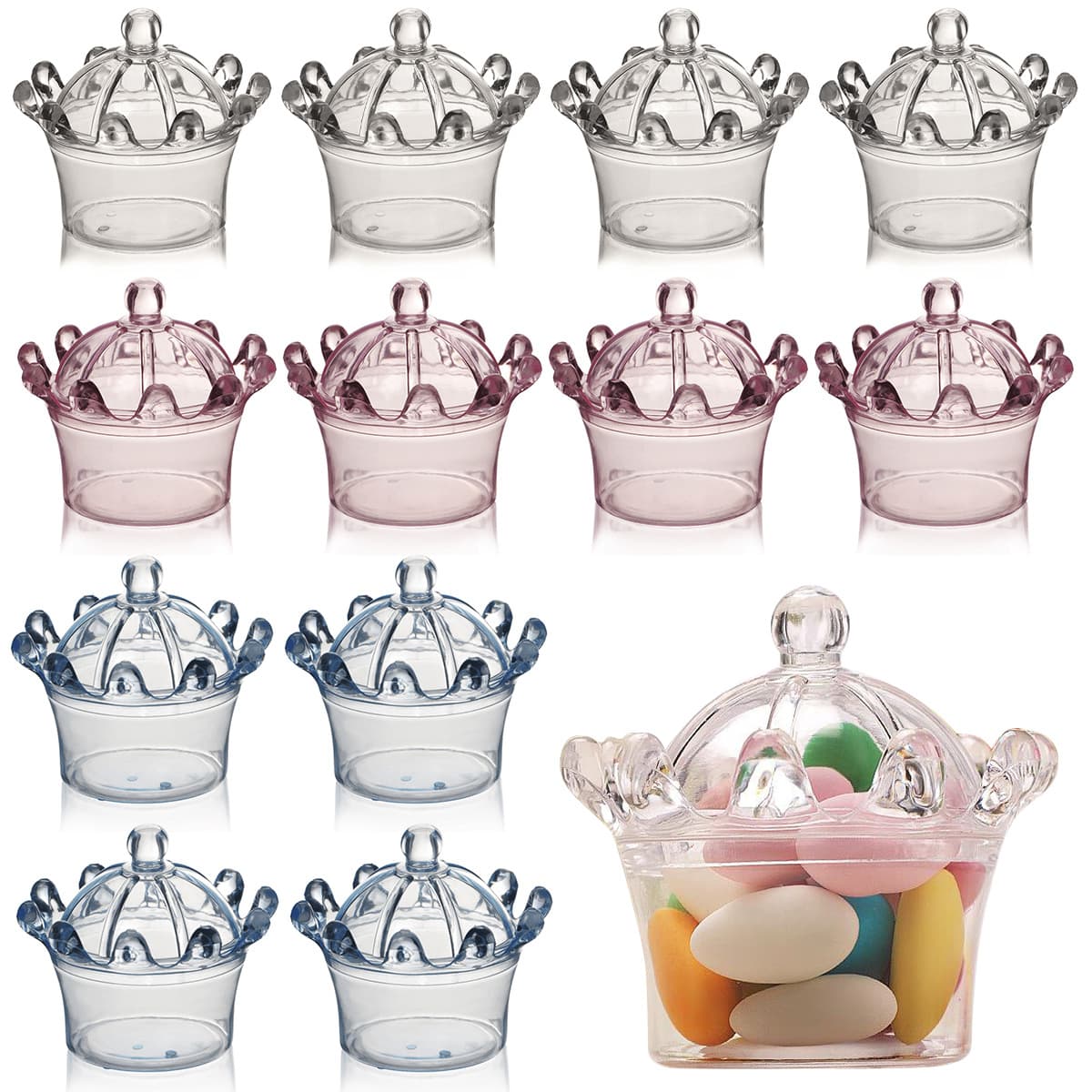 Crown-shaped cartoon candy box, snack display plastic box for trade fairs, small gift packaging plastic wedding candy box