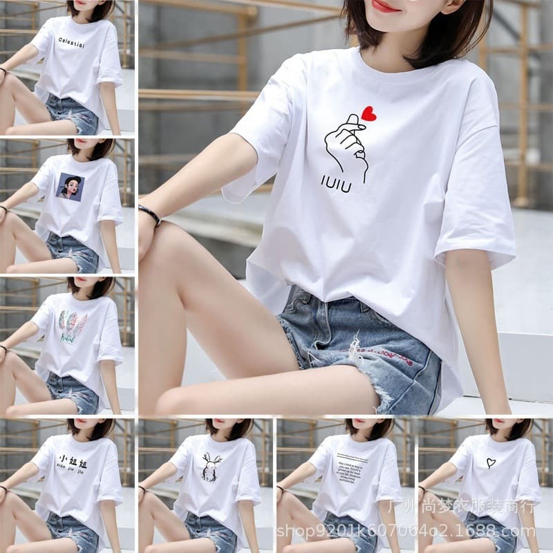 Fashion T-Shirt Loose Letter Print Round Neck Short Sleeve T-Shirt for Women Summer Trendy Cool Wholesale Women's Clothing