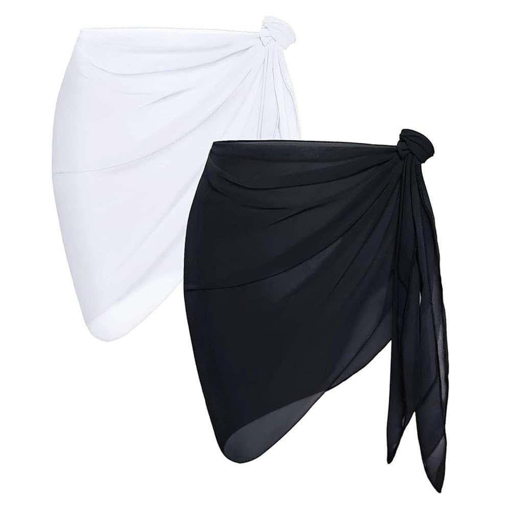Cross-border Amazon Hot Selling European and American Solid Color Sexy Chiffon Cover-up Dress Beach Dress Beach Wrap Chiffon Fabric