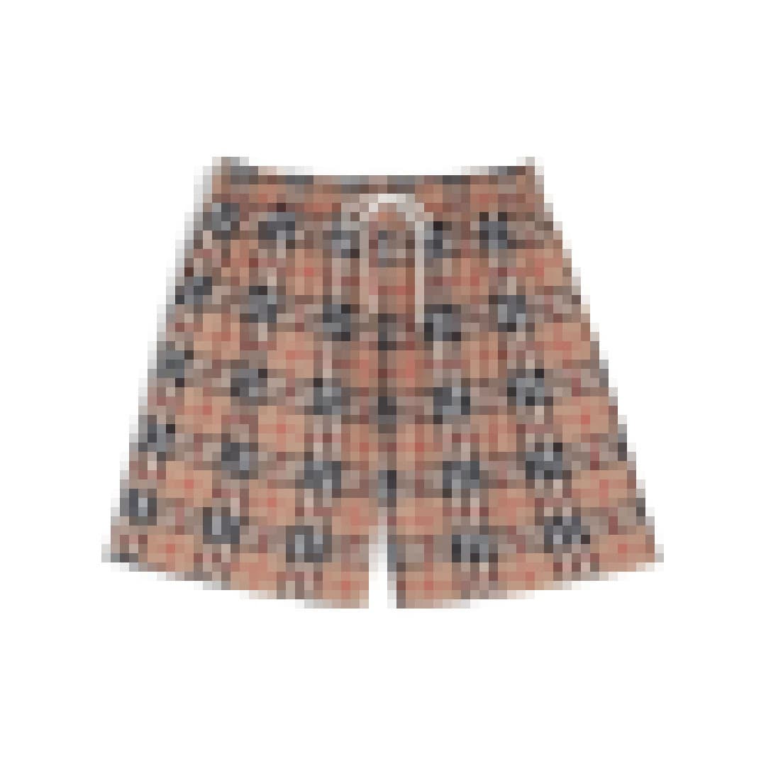 European and American summer new American fashion brand men's shorts plaid digital print drawstring shorts