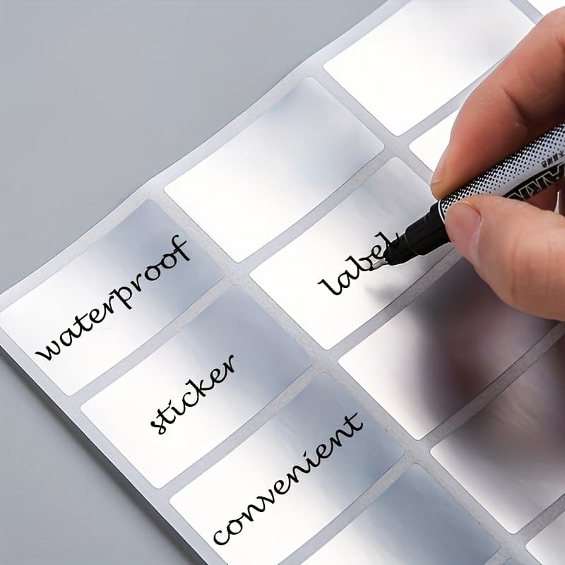 Silver Label Stickers, Waterproof and Oil-Resistant Self-Adhesive Labels, Handwritten Tear-Resistant Name Tags for Food, Medicine, and Sample Retention