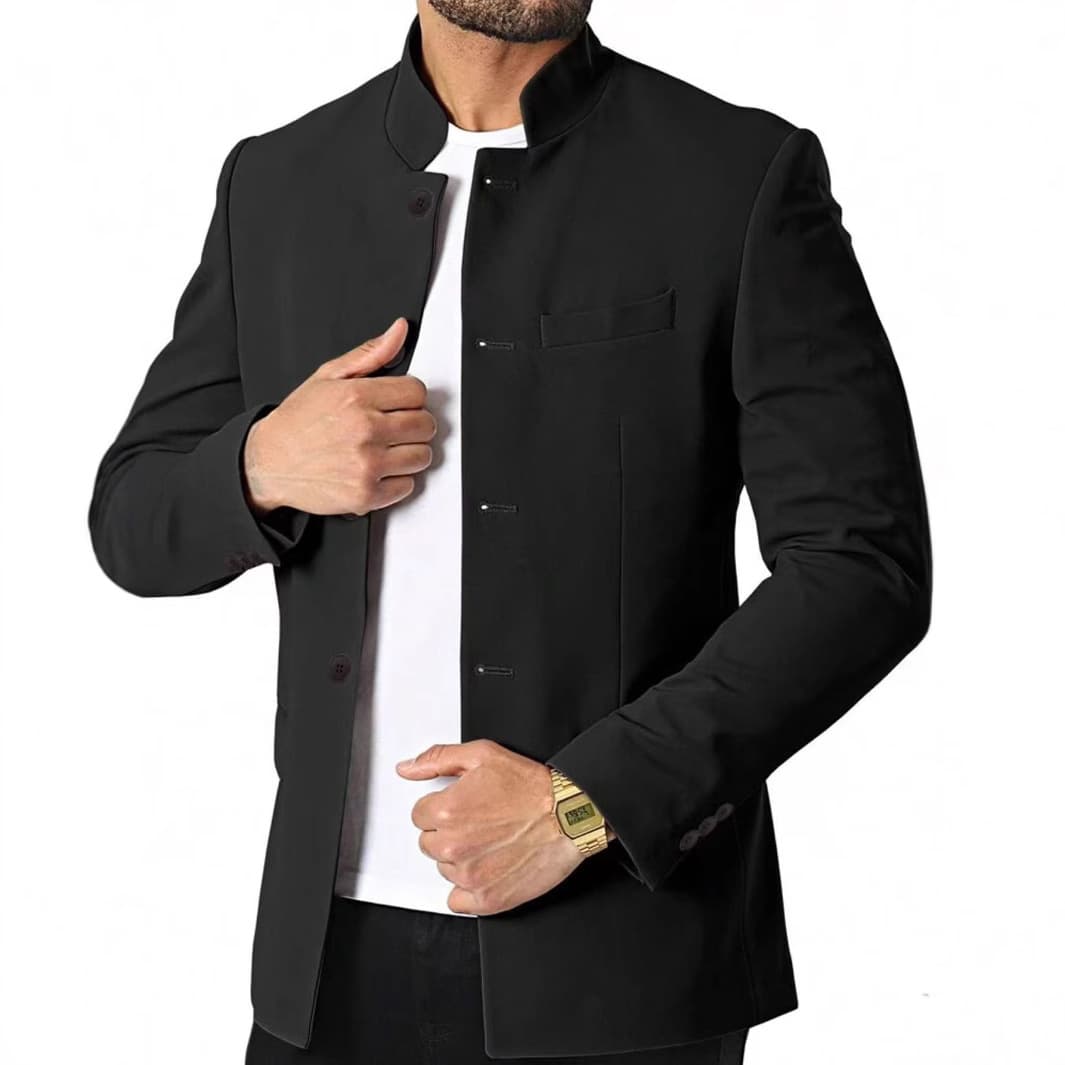 Cross-border Men's Casual Blazer Jacket Stand Collar Business Sports Jacket Youth Slim Fit Chinese Tunic Suit Jacket