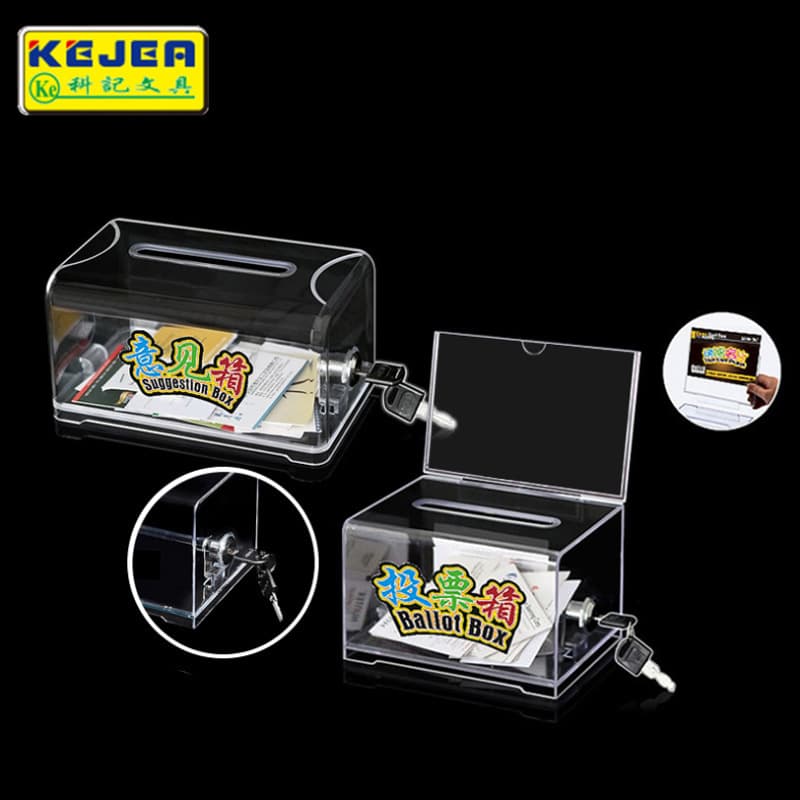 Keji transparent meeting suggestion box, large-capacity business card box for exhibitions, lockable plastic election collection ballot box