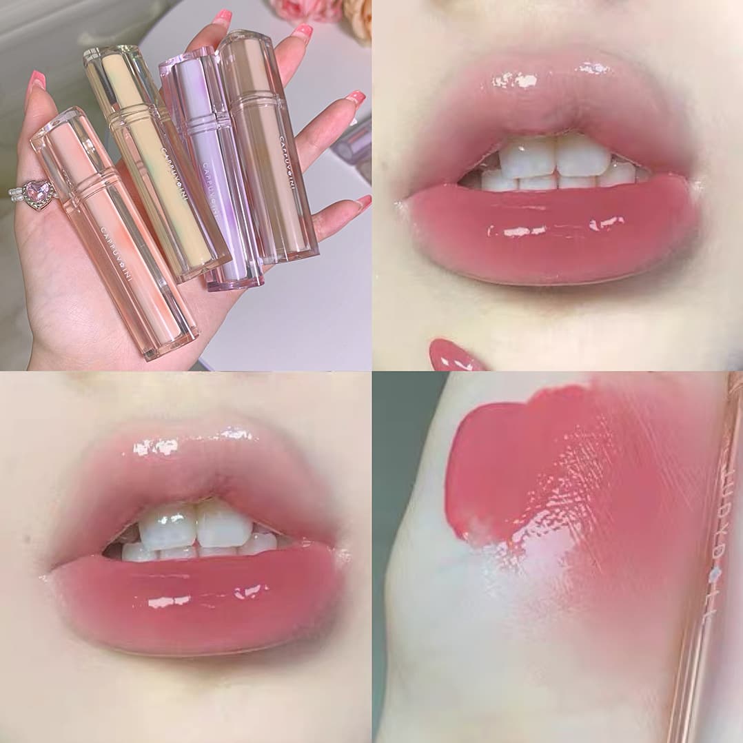 Cappuvini ice tea mirror lip glaze, water gloss lip gloss, glass jelly lip, student party lipstick, domestic lip gloss