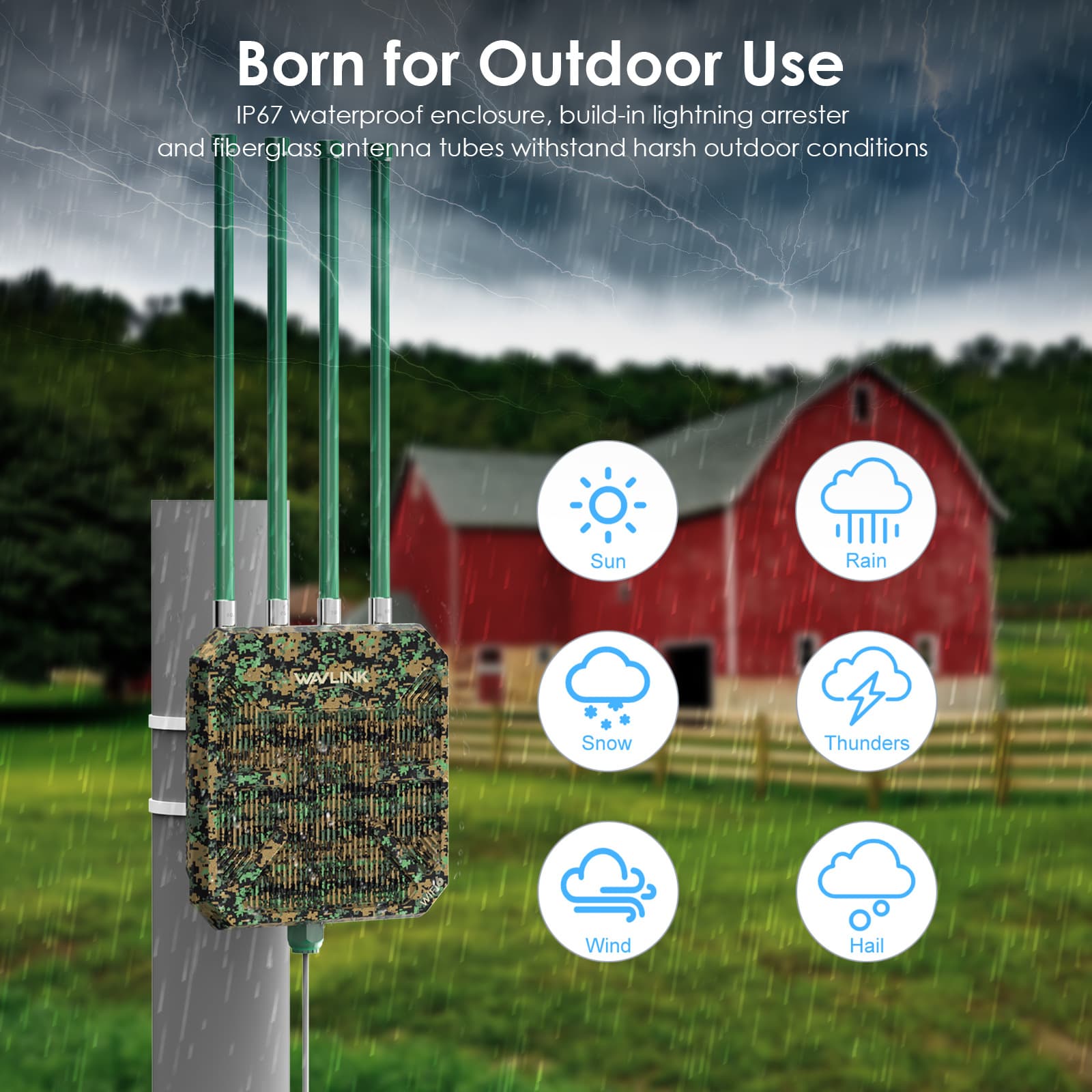 Wavlink Camouflage WiFi 6 AX3000 2.4G/5GHz Long-Distance Wireless AP Outdoor Relay Router