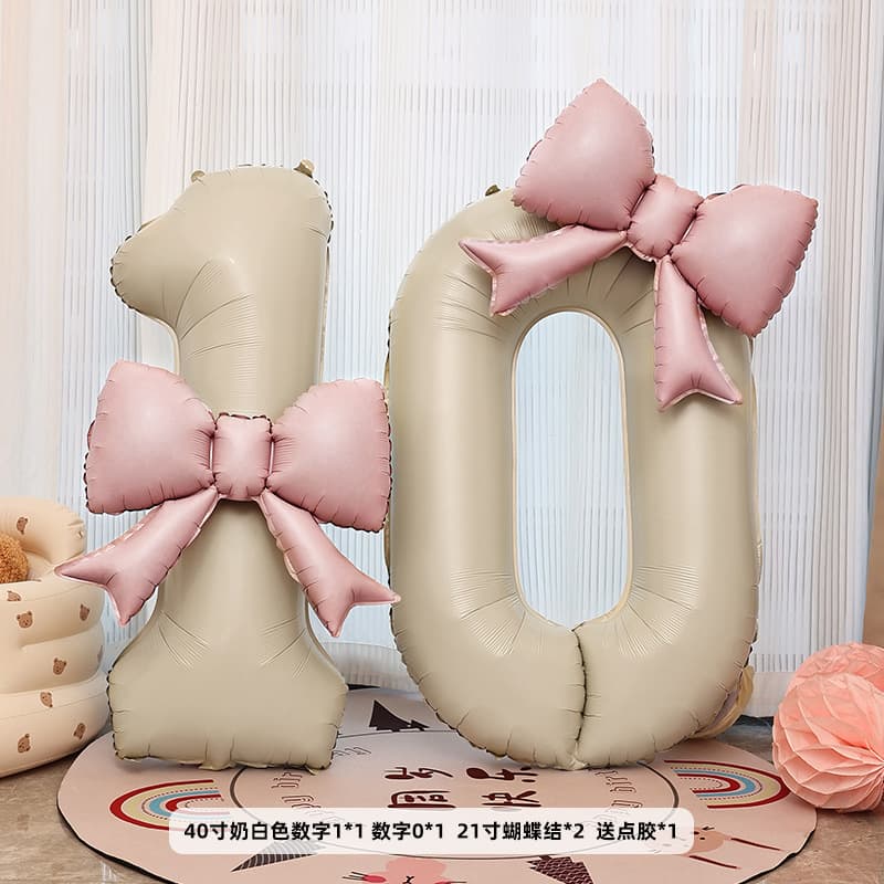 Birthday Number Bow Balloon One-Year-Old Girl Outdoor Atmosphere Photo Prop Party Decoration Scene Setup