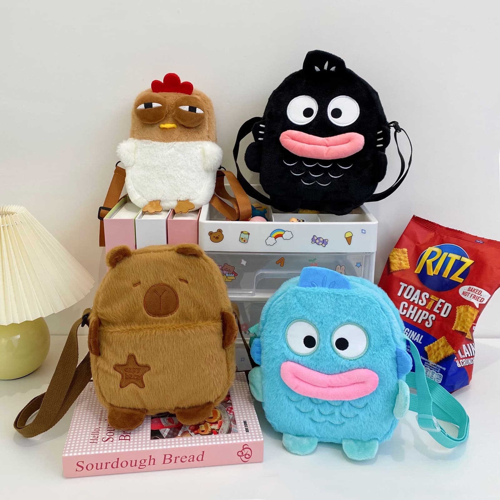 Plush Bag Clownfish Ugly-Cute Doll Bag Girl Kapibara Phone Purse Girls' Storage Cartoon Crossbody Bag