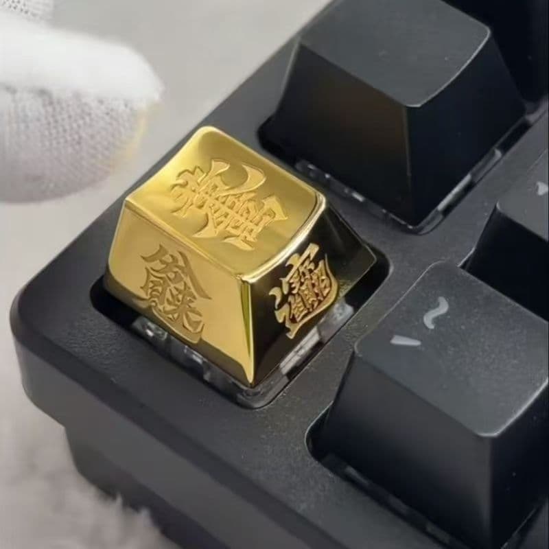 New Chinese style brass auspicious mechanical keyboard cap, trendy and fashionable gift, metal keyboard cap desktop decoration.
