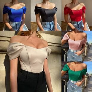 2024 Summer New Cross-border Corset Bustier Tube Top Women's Satin Off-Shoulder Top European and American AliExpress