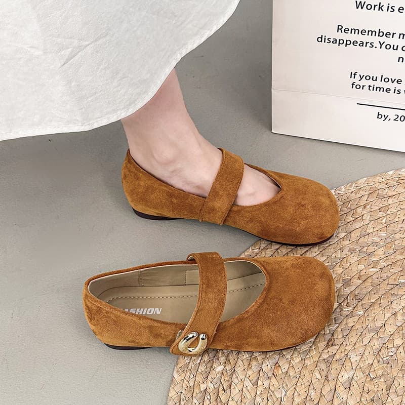 Mary Jane Flats for Dresses, Shallow Mouth Flats for Women, Round-Toe Style Pairing 2026 Spring/Autumn New French Vintage Flat Casual
