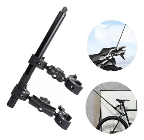 Dual-Head Universal Heavy-Duty Clamp Motorcycle Riding Mount Anti-Vibration U-Shape Sports Camera Selfie Stick Clamp Bracket