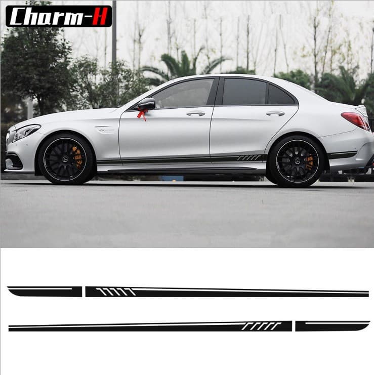 Suitable for paper Mercedes-Benz side skirts W204 car stickers striped body personalized pull-up car stickers to cover scratches modification stickers