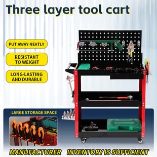 Multi-functional mobile tool cart, three-layer parts cart, factory workshop auto repair hand cart, hardware tool storage cart