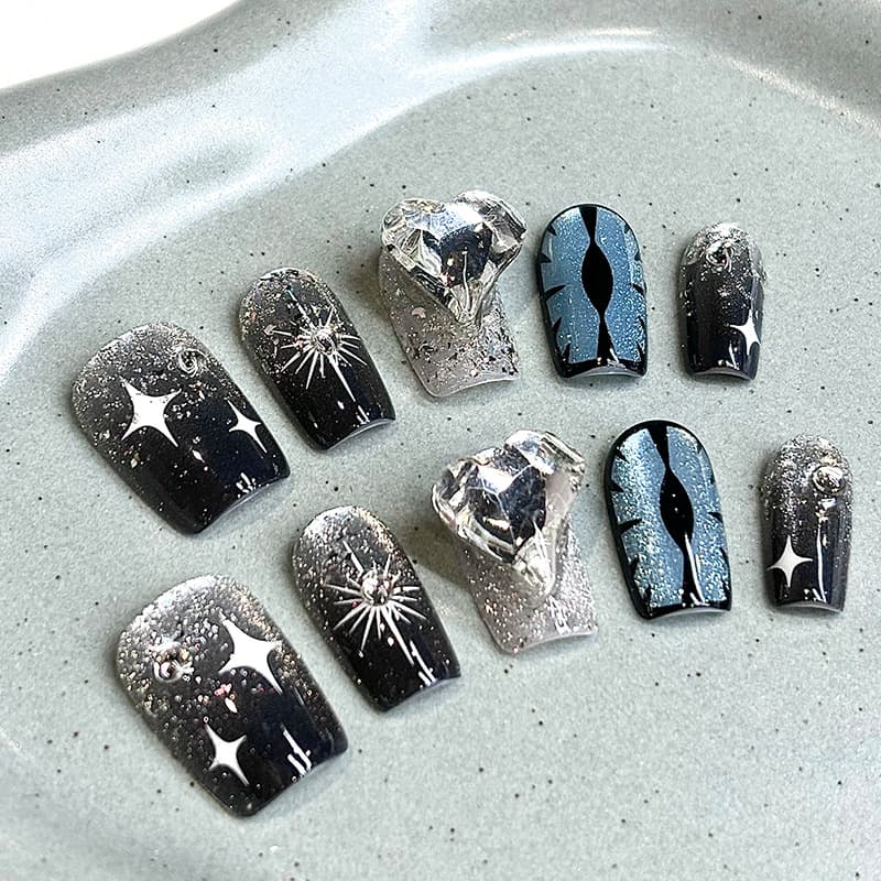 Guangzhou Premium Design Handmade Press-On Nails Crystal Cat Eye Brightening Nail Tips Factory Direct Supply In Stock Fast Shipping