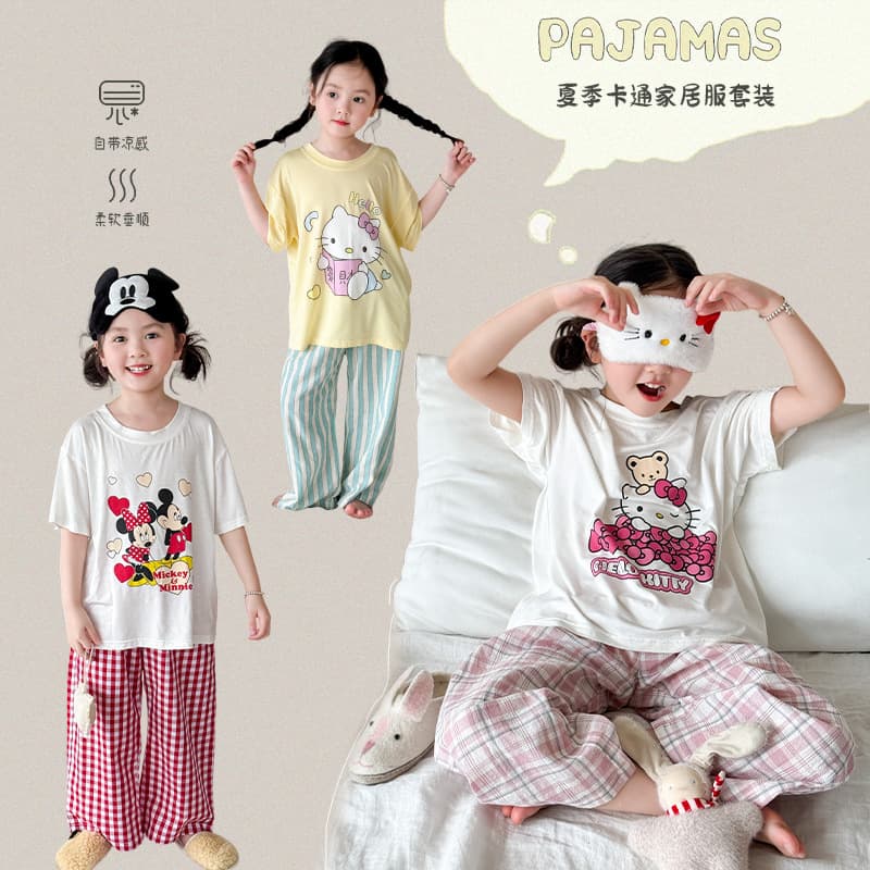 Weimu Children's Clothing Parent-Child Matching Set Mother-Daughter Pajamas Summer Thin Kids' Home Suit A-Class Baby Clothes