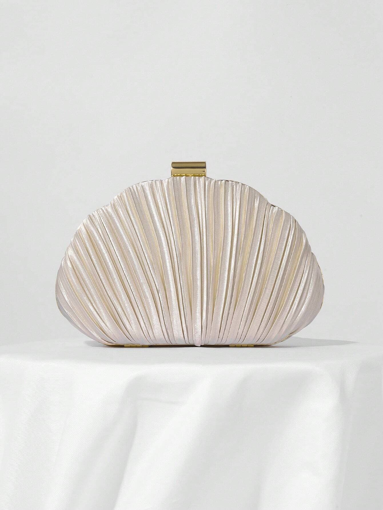 2025 New Cross-Border Shell Evening Bag Pleated Clutch New Dress Evening Bag Fashion Cheongsam Banquet Bag