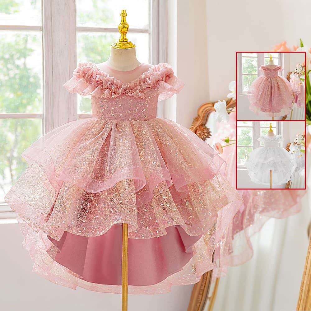 Children's high-end sequined princess dress, baby girl's wedding tutu dress, girl's Children's Day performance costume