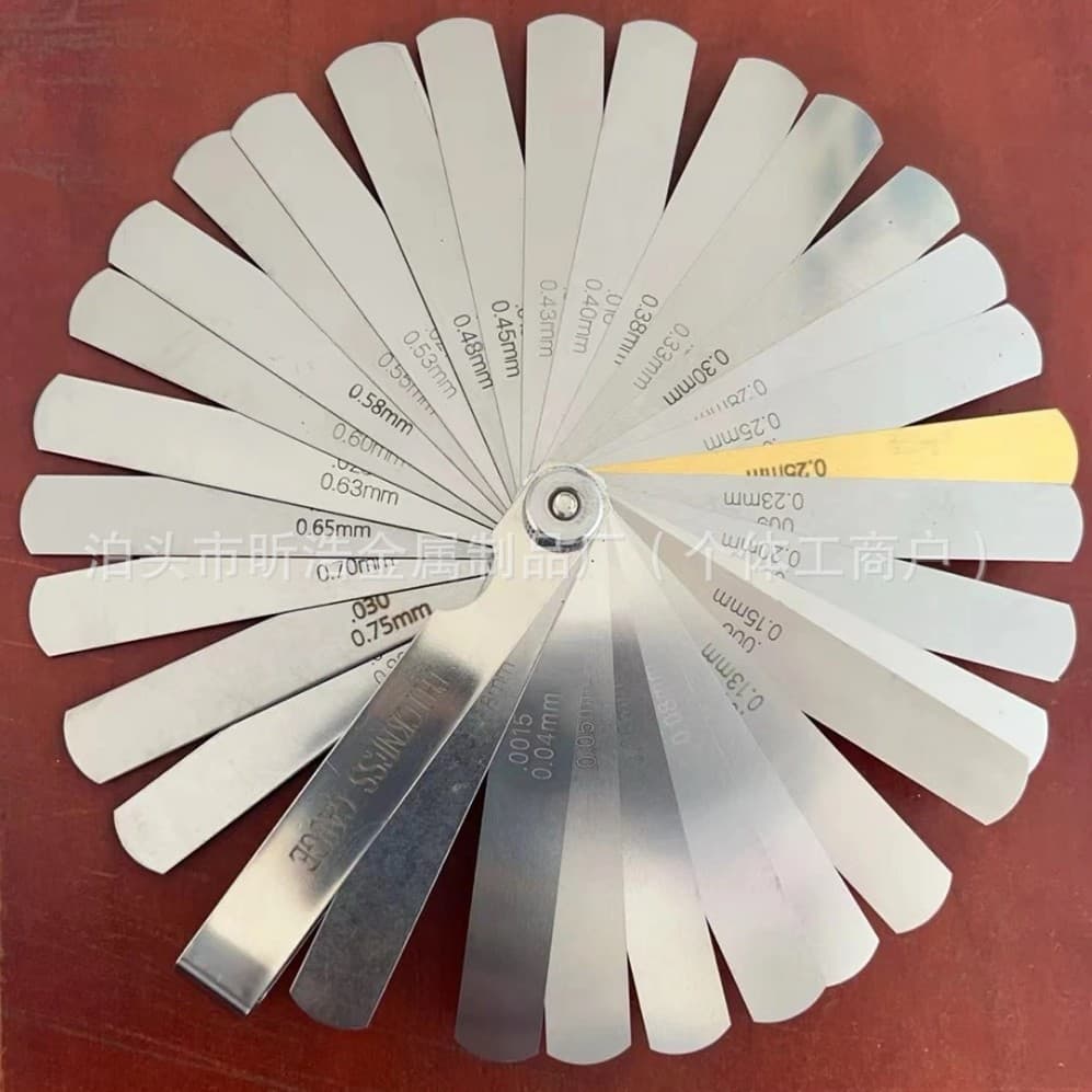 Factory wholesale 0.04-0.88mm stainless steel gap gauge .0015-.035 inch thickness gauge 32-piece brass feeler gauge
