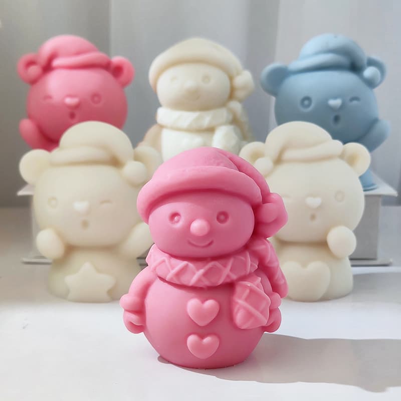 New Christmas Snowman Candle Mold, Summer Cold Drink Ice Cube Silicone Mold, Plaster Snowman Cake Mold