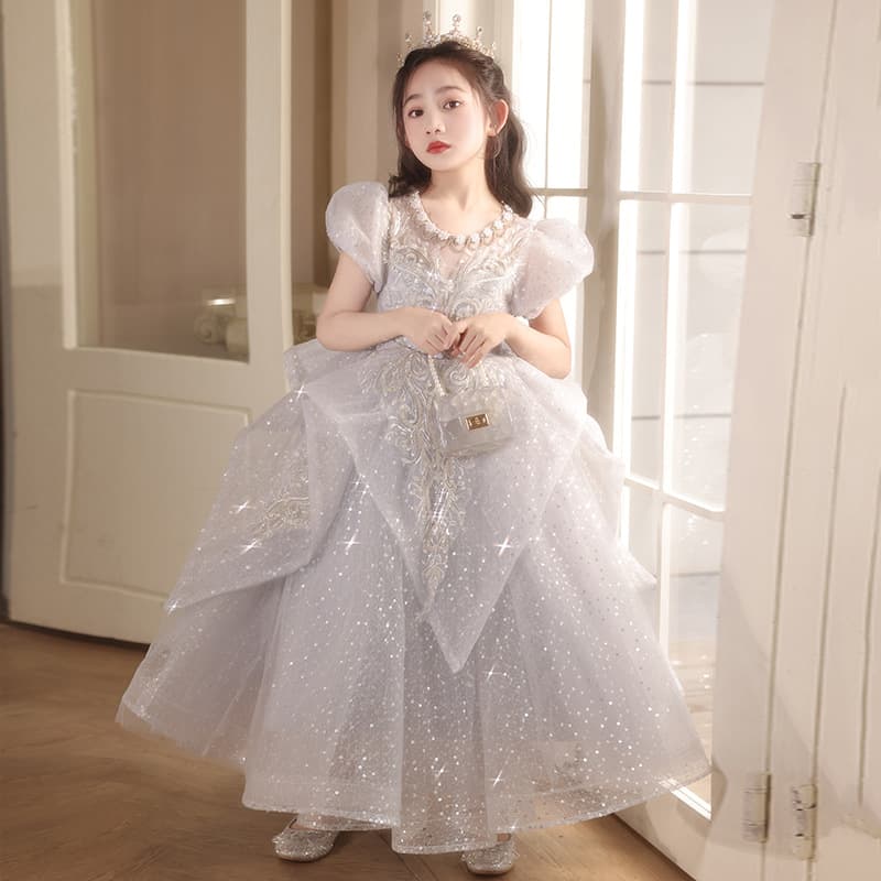 Girls dress light luxury niche high-end big girl princess dress spring children host piano performance